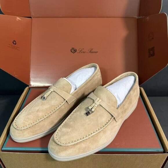 Loro Piana Open Walk Loafers - Beige Suede - Picture 1 of 6